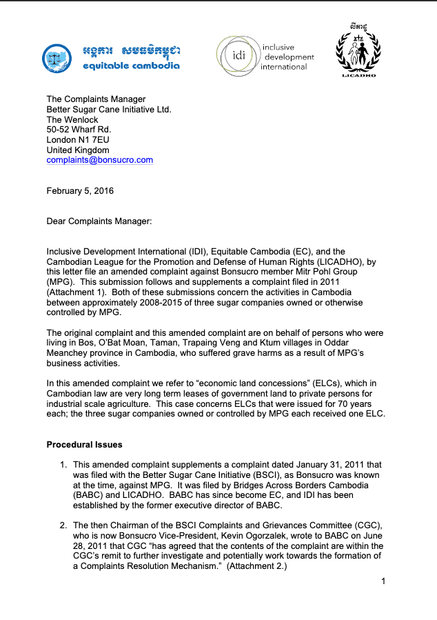 Amended Complaint to Bonsucro Cover