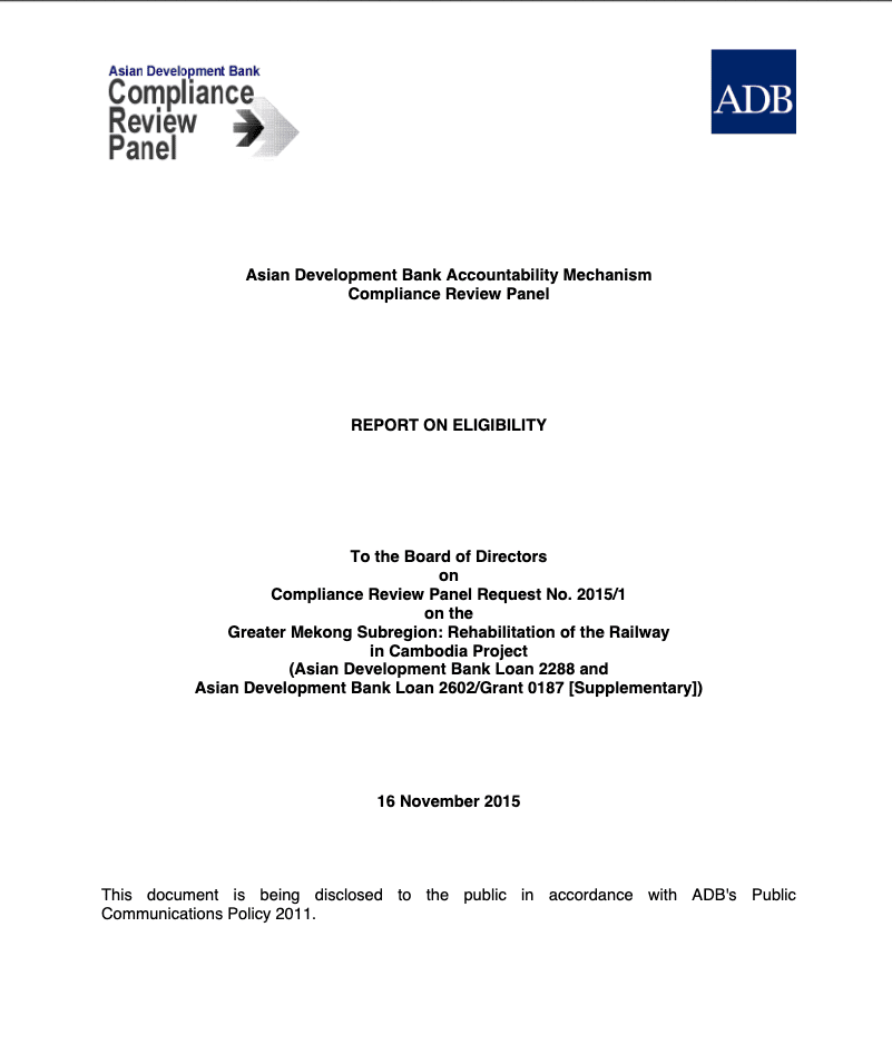Cambodia Resettlement Compliance Review