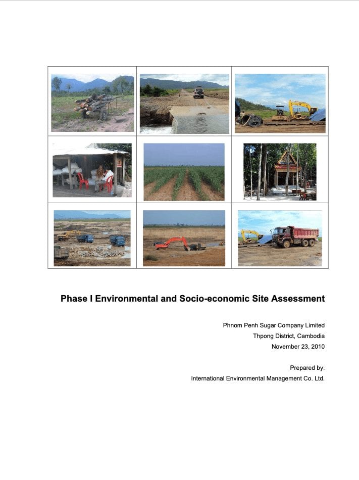 Phase I Environmental and Socio-economic Site Assessment Cover